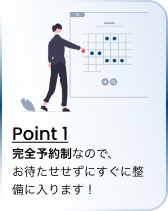 Point 1 完全予約制なので、お待たせせずにすぐに整備に入ります！